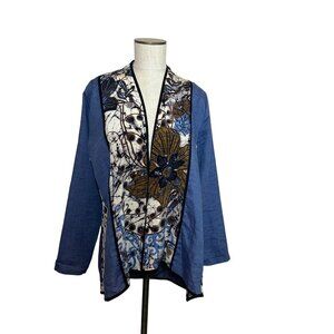 Citron Santa Monica Kimono Floral Open Cardigan Womens Size M Art to Wear Boho